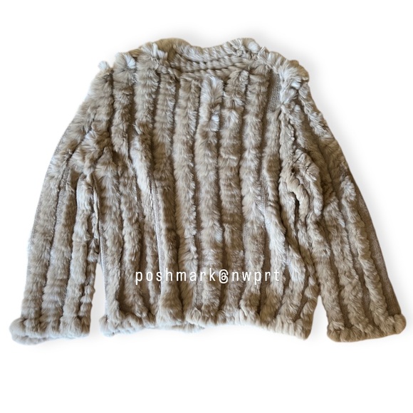 NWT 🐰 HEARTLOOM Rosa Jacket Rabbit Fur Latte Tan Camel Beige Tan XS 0 2 - Picture 6 of 12